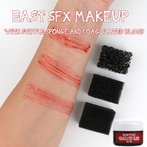 Bowitzki Halloween Makeup Kit SFX Scar Wax Special Effect Makeup,Coagulated Blood + 3 Colors Oil Based Face Paint + Spirit Gum + Skin Wax + 3 Stipple Sponges + Spatula