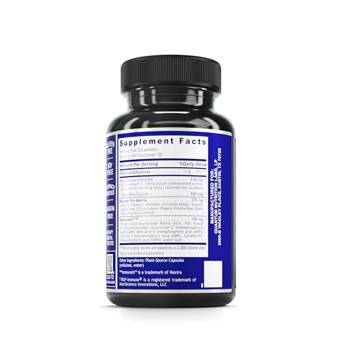 Quantum Nutrition Labs Quantum Nucleotide Complex - Beta Glucan Immune Support Supplement with Yeast Nucleotides & Reishi, 400 mg 1,3 Beta-Glucan Per Serving - 90 Vegetarian Capsules