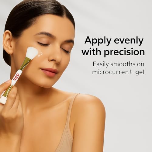 Dual Applicator Face Brush - Luxuriously Soft Brush, Fan-Shaped Silicone Head Designed for Microcurrent Gel Appliction - Elevate Your Skincare Routine.