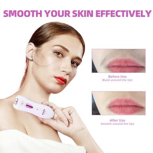 Epilator for Women, Smooth Glide Epilator for Face, Rechargeable Facial Epilator Hair Removal Face Trimmer Device with LED Light for Facial Armpit Bikini and Leg