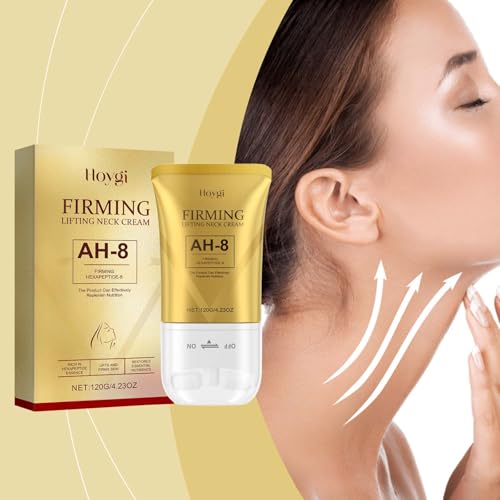 AH-8 Neck Firming Cream with Electric Massage Tightening, Anti-Wrinkle Treatment with Red Light, Deep Moisturizer Bundle Care (Neck Cream)
