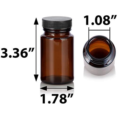 JUVITUS (24 pack) 2.5 oz / 75 ml Amber Glass Packer Bottle with Black Ribbed Lid