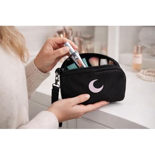 Brando Moon Small Zipper Makeup Bag for Women Girls ? Travel Cosmetic Pouch, Wide-Open Organizer Purse Case, Air-Tight Odor-Control Fabric, Everyday Travel Essentials