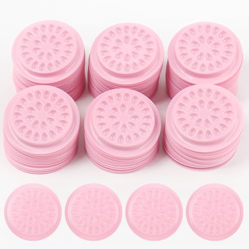 Disposable Plastic Eyelash Flower Glue Ring Lash Extension Blossom Holder Cup (pink-round shape without sticker)