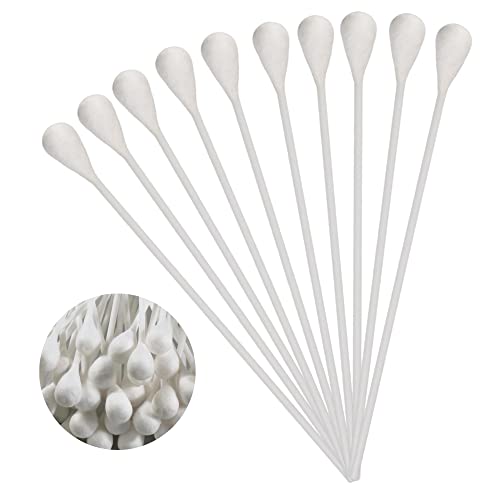 Vakly Large Oversized Swabs [Pack of 200] Extra-long 8" Cotton Tipped Applicators with Extra Large 1/2" Diameter Swab - Non-sterile ? Long Plastic Shaft
