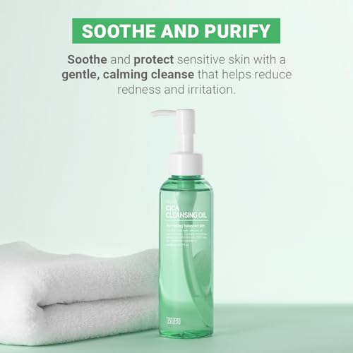 tenzero Relief Cica Cleansing Oil 5.07 fl oz (150ml), Hydrating, Daily Makeup Blackhead Remover for Face, Pore Control Centella Oil Cleanser, Korean Skincare, Double Cleansing
