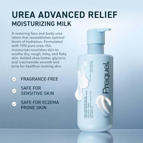 Prequel Skin Urea 10% Moisturizing Lotion for Face & Body, Unscented, Hydrating Cream for Extremely Dry & Sensitive Skin, 6.75 fl oz, Pack of 2