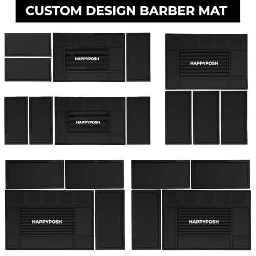 Magnetic Barber Mat, Large Magnetic Barber Mats For Clippers and Supplies, Barbershop Pad for Station, Beauty Salon Table Matt, Tool Organizer for Pro Hairstylist, 4PCS