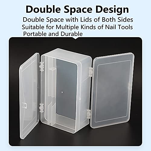 Plastic Nail Art Tools Organizer Nail Brushes Container Case Manicure Tools Holder Double Layers Large Capacity Nail Tools Storage Box (transparent)
