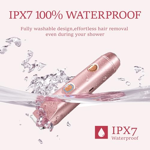Bikini Trimmer for Women: Electric Razors & Shaver [IPX7 Waterproof] with Dual Heads for Body Pubic Hair - Rechargeable Wet Dry Lady Hair Trimmer 2 in 1 for Underarm Leg Arm Face