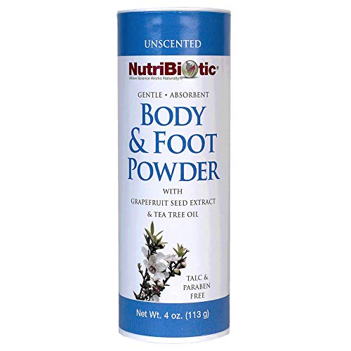 NutriBiotic ? Body & Foot Powder, Unscented, 4 Oz | with Grapefruit Seed Extract & Tea Tree Oil | Vegan & Non-GMO | Talc, Paraben & Gluten Free | Gentle & Absorbent