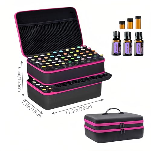 Essential Oil Storage Box, Hard Shell Case for 1-15ml Bottles, Black and Purple (127, pink)