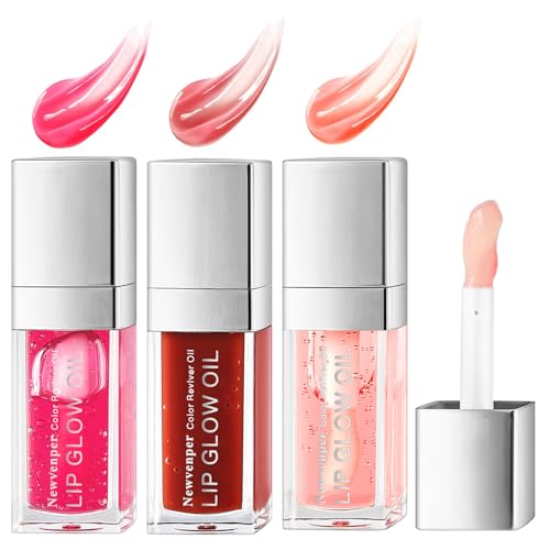 Hydrating Lip Glow Oil Long Lasting Plumping Lip Gloss Transparent Toot Lip Balm Moisturizing Lip Oil Repairing Lip Lines and Prevents Dry Cracked for Lip Care and Dry Lips 3PCS