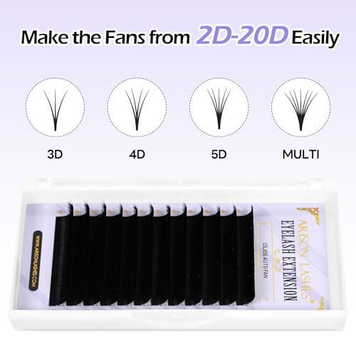 Arison Lashes Easy Fan Lashes 0.07 M Curl 8-15mix Eyelash Extension Supplies Volume Lash Extensions Automatic Blooming Flower Lashes Self Fanning Russian Eyelashes