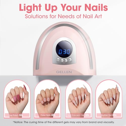 Gellen 268W UV Light for Nails - Professional Fast Curing Lamp with 4 Timers, 66 LED Beads - Dryer for Gel and Acrylic Nails