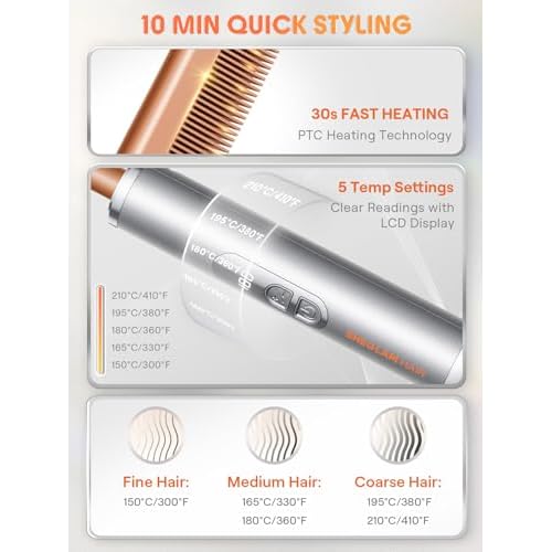 SHEGLAM Hot Comb Straightener Brush for Black Women Hair ? 30s Fast Heating, 5 Temperature Settings, Dual Voltage, for Wigs, Insulated Protection Styler with Gloss Pro¢â Coating