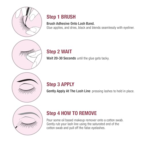 i?ENVY Super Strong Hold Eyelash Adhesive, Waterproof, 48-Hour Long-Lasting Lash Glue, Latex-Free, Hypoallergenic, Quick-Drying with Brush-On Applicator for Strip Lashes (Black, 6 Pack)