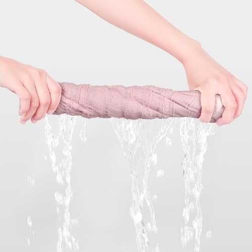 Striped 12 Pack Washcloths, Pure Cotton Face Towels, Comfort Towels for Bathroom, Hotel, Spa 14"x14" Pink