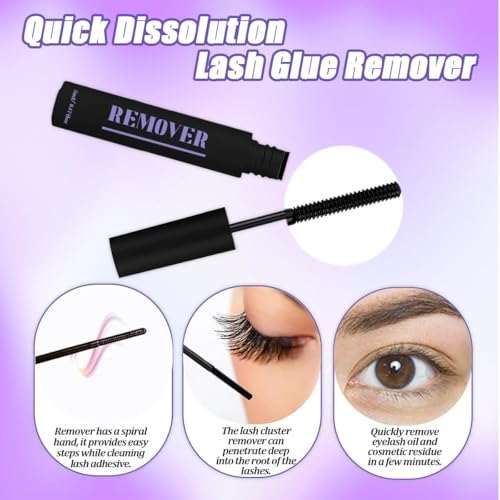 DIY Lash Extension Kit 750Pcs D Curl Individual Lash Clusters Eyelashes Extension Set with Lash Bond&Seal Glue Remover Tweezers Lash Brush Applicator Mirror Lash Storage Box