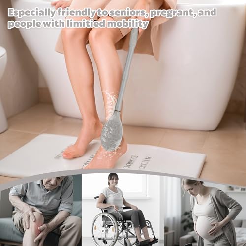 New Back Scrubber Anti-Slip for Shower, 18.9¡®¡¯ Adjustable Shower Back Scrubber with Dual-Side Head & Soft Bristles, Extra-Long Shower Brush Bath Brush for Lathering Cleansing(Gray-L)