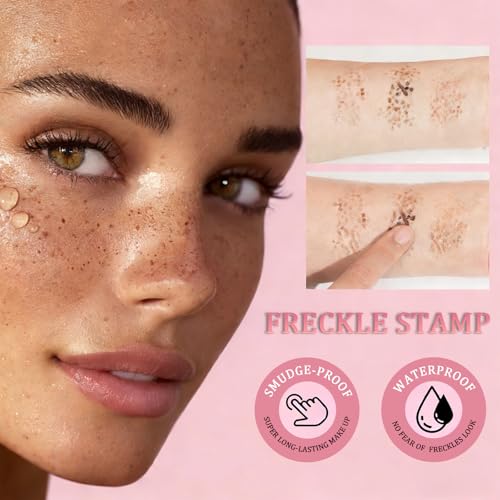 Faux Freckle Stamp Pen, Freckle Pen Waterproof, Long-Lasting Fake Freckles, Tool for Natural and Lifelike Sunkissed Face Freckle Makeup, Quick Dry 5-Point Faux Freckles Stamp Last 24Hrs (2# Medium)
