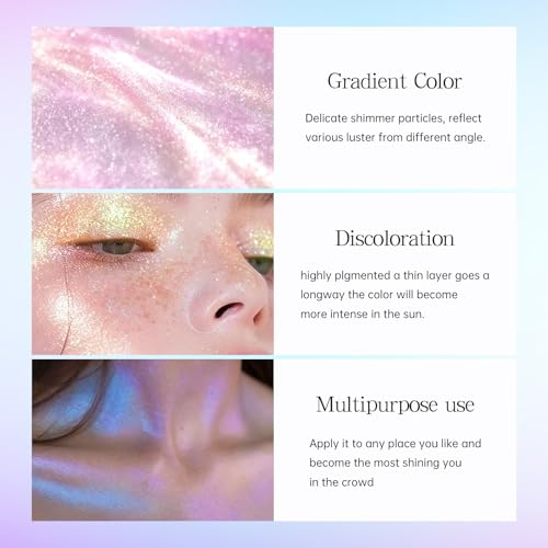 5 Colors Liquid Glitter Eyeshadow Set, Chameleon Metallic Shimmer Diamond Eyeliner Sparkle Eyeshadow, Waterproof Long Lasting Holographic Eye Brightener Chrome Highlighter Makeup