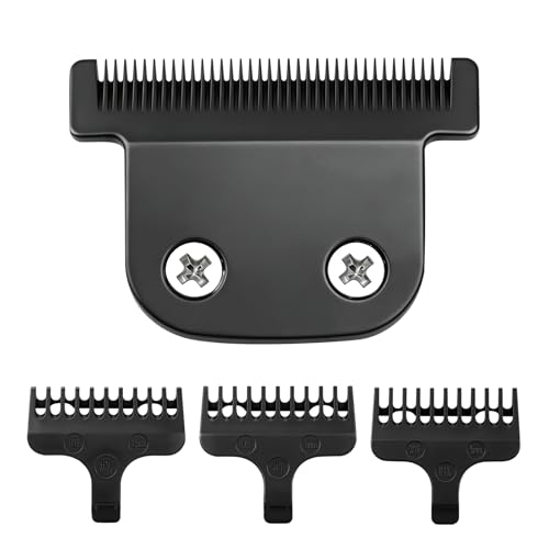 Black Replacement T-Blade with 3 Guards Compatible with Wahl 9864/9864SS/9686/9818A/9854L/9876L/9854/WSS3L/SS2L etc Trimmers.