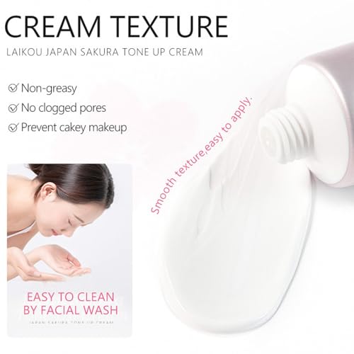 Facial Moisturizer Tone-up Cream, Sakura Essence Glow Face Moisturizer Cream 1.06 Fl OZ Hydrating & Smooth Dry Skin Lightweight Nourishing Facial Skin Instant Tone-Up Lazy Face Cream