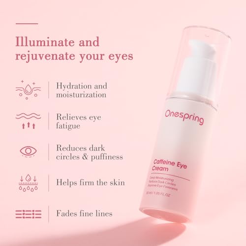 Eye Cream, Under Eye Cream with Caffeine + Hyaluronic Acid + Vitamin E, for Puffiness, Wrinkles & Fine Lines, Daily Cream for Moisturizing and Hydrating, Skin Care for Face, 1.05 Fl Oz