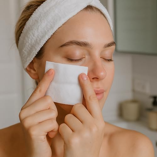 6 Pack 300 Pcs Extra Large Cotton Cleansing Pads, 3.5 x 4.5'' Cotton Pad, Ultra Soft Large Facial Cleansing Square Bulk for Face Daily Skin Care Toner Makeup Remover, 50 White Square Per Bag