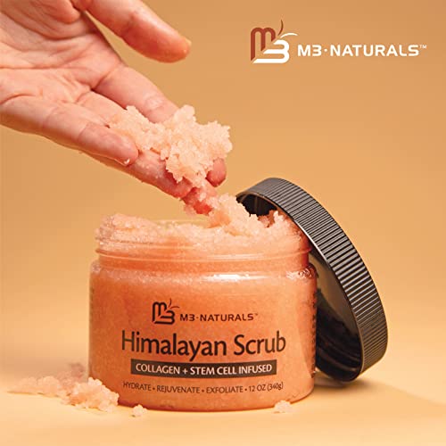Himalayan Salt Scrub, Face, Foot, and Body Exfoliator with Collagen and Stem Cells Exfoliating Scrub for Toning, Cellulite, and Skin Care by M3 (Pack of 2)