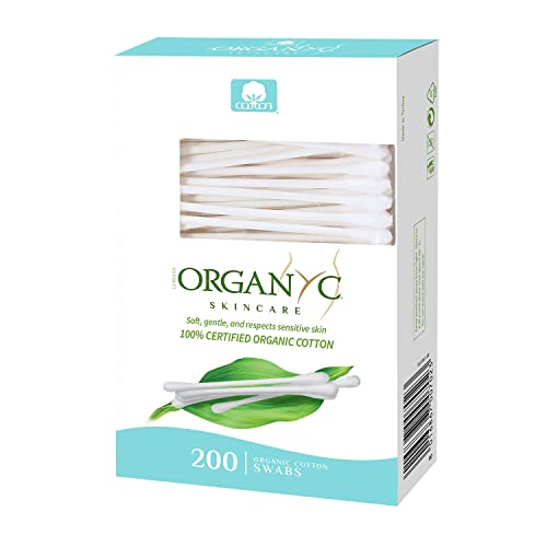 Organyc - 100% Certified Organic Cotton Swabs - No Man-Made Materials 200 count (6 Pack)