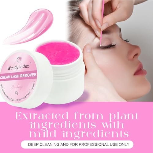 Lash Extension Remover Cream Eyelash Extension Remover Low Irritation Dissolves Powerful Eyelash Glue Remover for Salon Lash Glue Remover(Strawberry 10g)