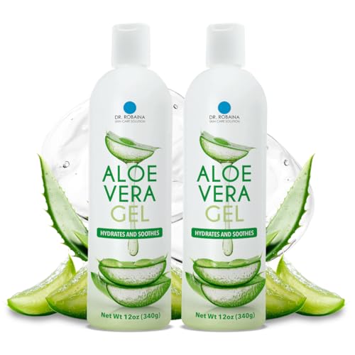 Dr. Robaina Natural Aloe Vera Gel with Emu Oil ? Hydrating & Soothing Daily Skin Care for Dry Skin, Sun-Exposed Comfort & Irritation Relief ? Non-Greasy, Quick-Absorbing ? 12 oz | Made in USA