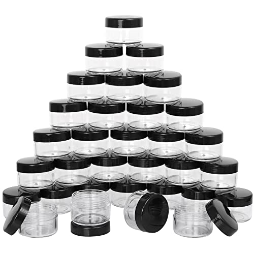 100 Count Small Sample Containers Makeup Jars 15 Gram Cosmetic Containers with Lids Black Traveling Jars Empty Bottles for Toiletries