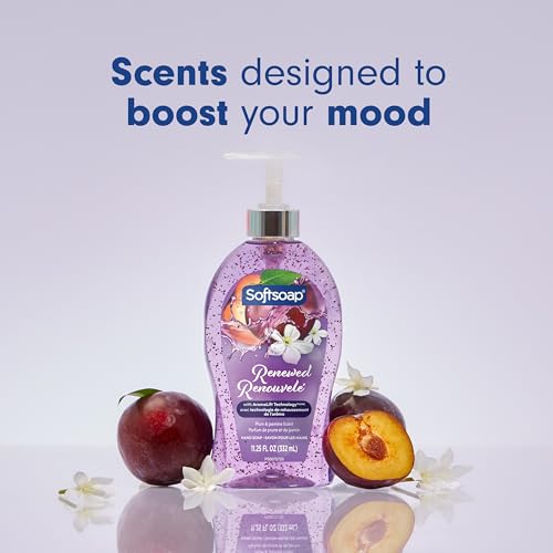 Softsoap Renewed Liquid Hand Soap, Paraben Free, pH Balanced, Plum and Jasmine Scent, 11.25 fl oz Pump Bottle, 6 pack