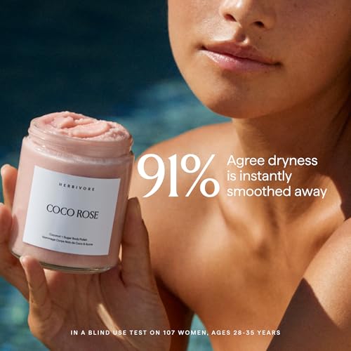 HERBIVORE Coco Rose Coconut Oil Body Polish | Exfoliating Body Scrub with Shea Butter | Smooths & Softens Skin, Plant-Based, Vegan, for All Skin Types