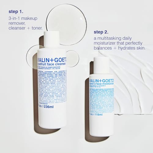 MALIN+GOETZ Grapefruit Face Cleanser | Gentle 3-in-1 Foaming Gel Vitamin-Rich Grapefruit, Amino Acids + Coconut-Based Surfactants | Purifies, Balances + Brightens | Vegan + Cruelty-Free (8 Fl Oz)