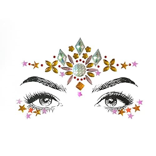 6 Pcs Festival Party Face Jewels, Rhinestone Face Gems, Halloween Music Festival Birthday Rave Carnival Party Face Stickers