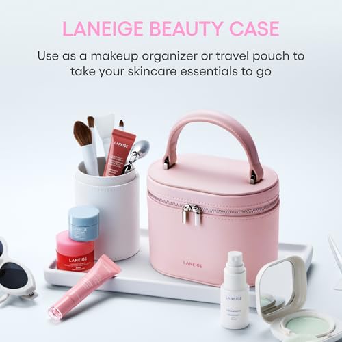 LANEIGE Vanity Case: Pink Cosmetic Bag for Travel-Friendly Makeup Storage