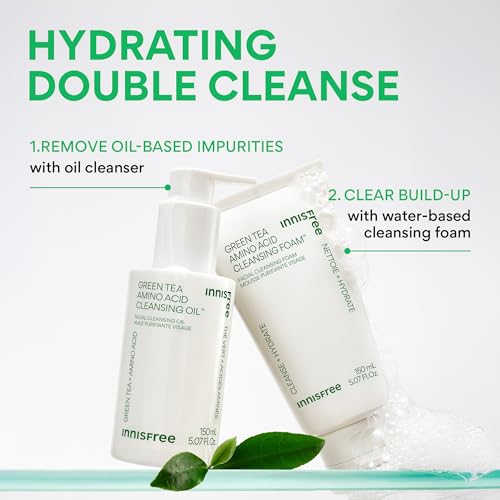 innisfree Green Tea Amino Acid Cleansing Foam, Sulfate-Free Hydrating Korean Face Wash, Gentle Lather, pH-Balanced Skincare