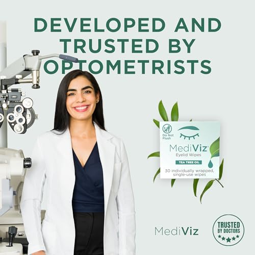 Tea Tree Eyelid Cleanser Wipes - 30 Single-Use Towelettes - Eyelash and Eyelid Wipes for Soothing Dry Eye Irritation, Demodex Removal and More