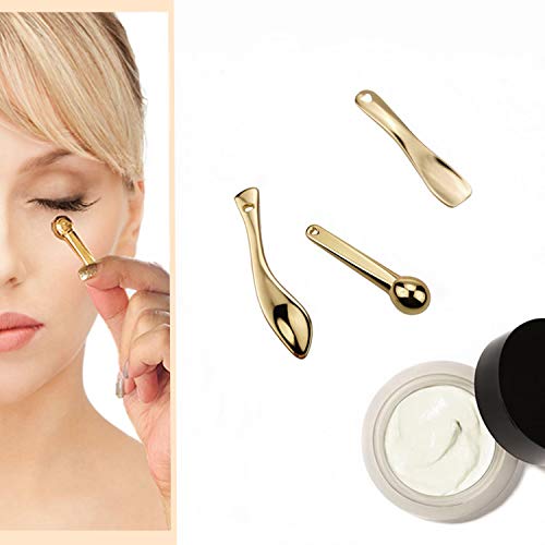 3Pcs Metal Makeup Spatula Mini Spoon and Eye Cream Massage Sticks Beauty Scoop for Facial Cosmetic Face Cream