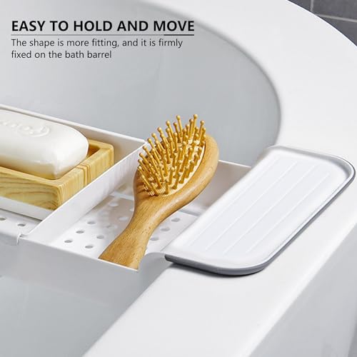 Bath Tub Tray - Stretchable, Strong Load-Bearing, Plastic, Anti-Slip Design - Ultimate Bathtub Caddy Tray (White)