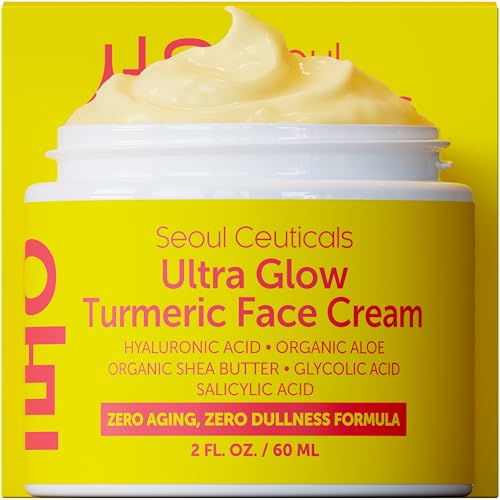 SeoulCeuticals Korean Skin Care Turmeric Cream ? Face Moisturizer for Dull Dry Skin - Korean Skincare K Beauty for Glass Skin 2oz