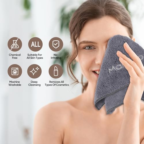 HOMEXCEL Makeup Remover Wash Cloth 12 Pack, Soft Quick Dry Facial Cleansing Makeup Towels, Fingertip Face Towel Washcloths for Hand and Make up, 13 x 13 Inch, Grey