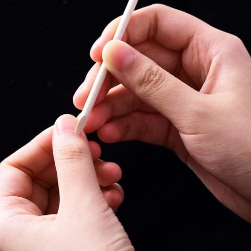 Onwon 1000 Pieces Orange Wood Sticks - Double Sided Nail Art Multi-Functional Cuticle Pusher Remover, Clean Nail Polish - 110mm Pointed End & Flat End Manicure Pedicure Tool