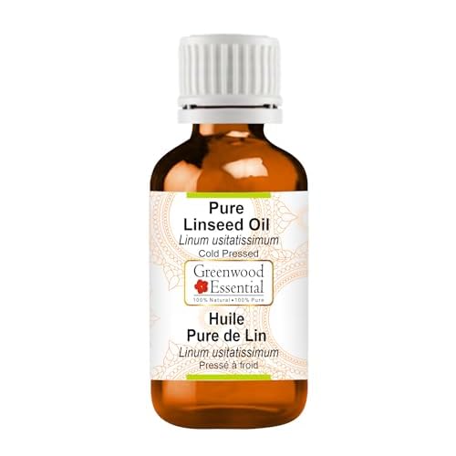 Greenwood Essential Linseed Oil (Linum usitatissimum) | Cold Pressed | Natural | Undiluted | For Diluting Essential Oils | For Skin & Massage | Men & Women | 5ml (0.16 oz)