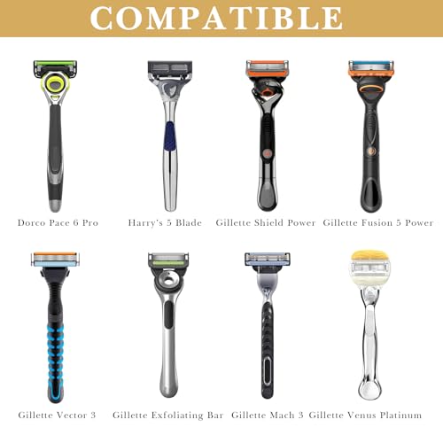 Linkidea Generic EVA Hard Shell Safety Razor Travel Case, Shaving Accessories Blade Head Storage, Men's Portable Travel Shaver Bag Compatible with Gillette Fusion 5 Power, Mach 3 (Navy Blue)