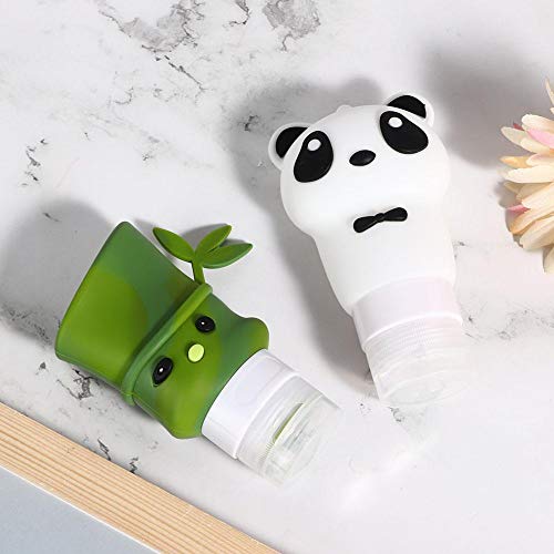 Haofy 2Pcs Cartoon Panda Bamboo Shape Cosmetic Container Silicone Travel Squeeze Bottle Shampoo Lotion Cosmetic Container Leak-Proof Liquids Bottles